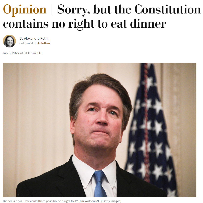 J Kavanaugh couldn't finish his dinner